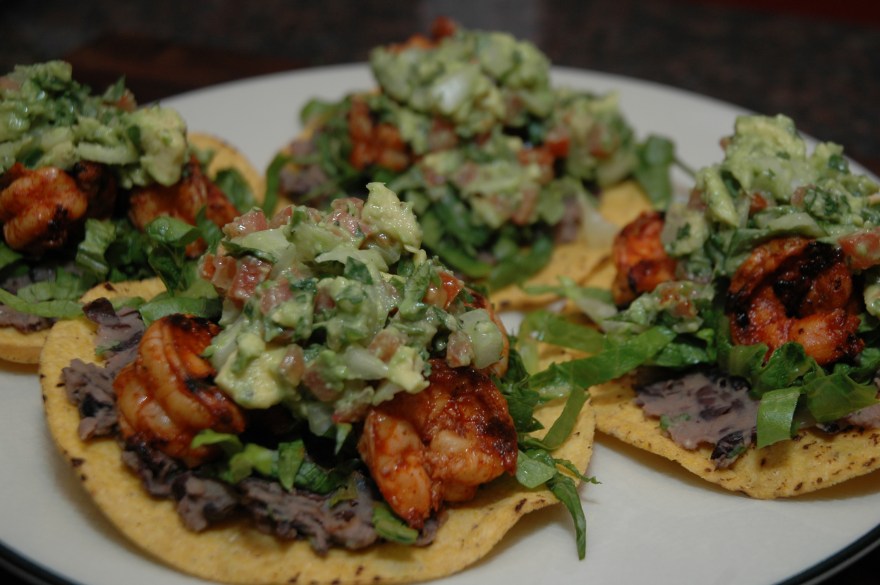 Shrimp Tostadas with Avocado Salsa