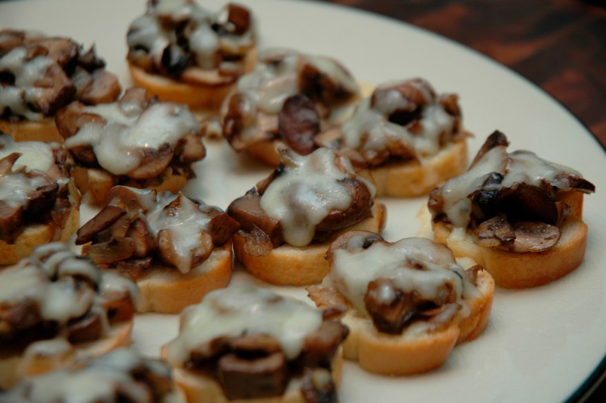 Mushroom and Mozzarella Crostinis