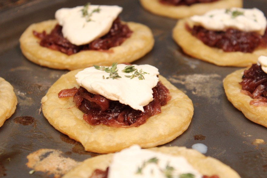 Red Wine Caramelized Onions & Goat Cheese Tartlets